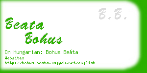 beata bohus business card